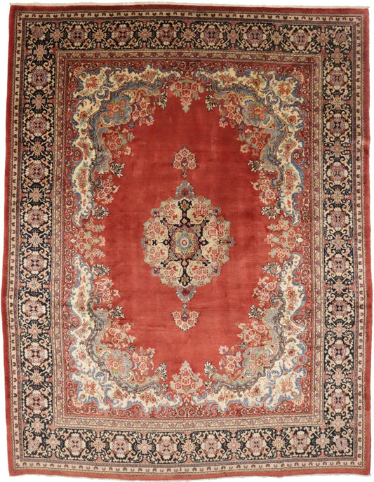 Antique Scarlet Red Floral 10X13 Mahal Persian Rug
