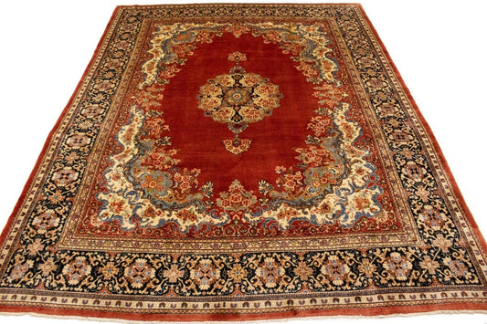 Antique Scarlet Red Floral 10X13 Mahal Persian Rug