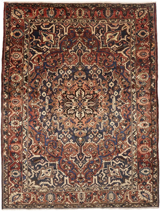 Semi Antique Rusty Brown Tribal 9'8X12'6 Bakhtiari Persian Rug