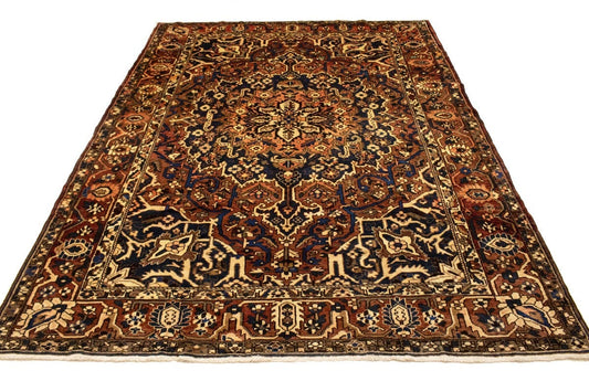 Semi Antique Rusty Brown Tribal 9'8X12'6 Bakhtiari Persian Rug