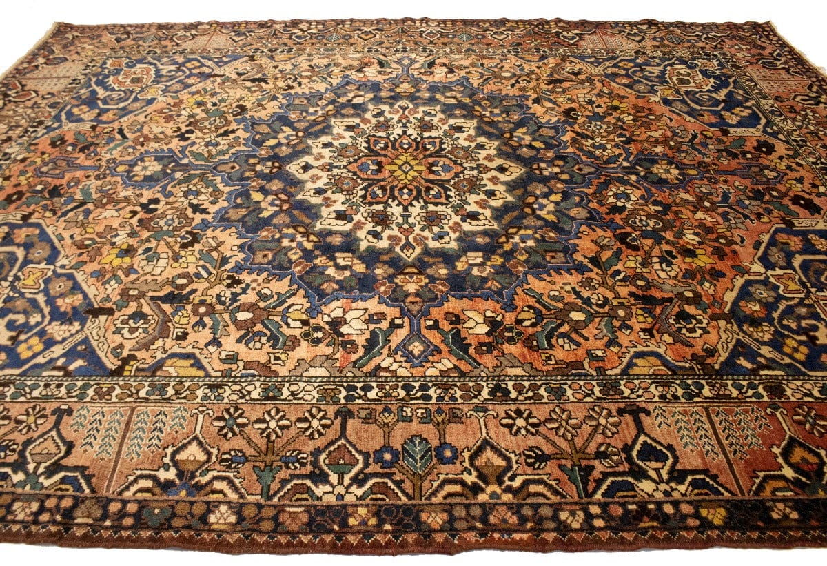 Antique Rusty Peach Floral 10X13 Bakhtiari Persian Rug