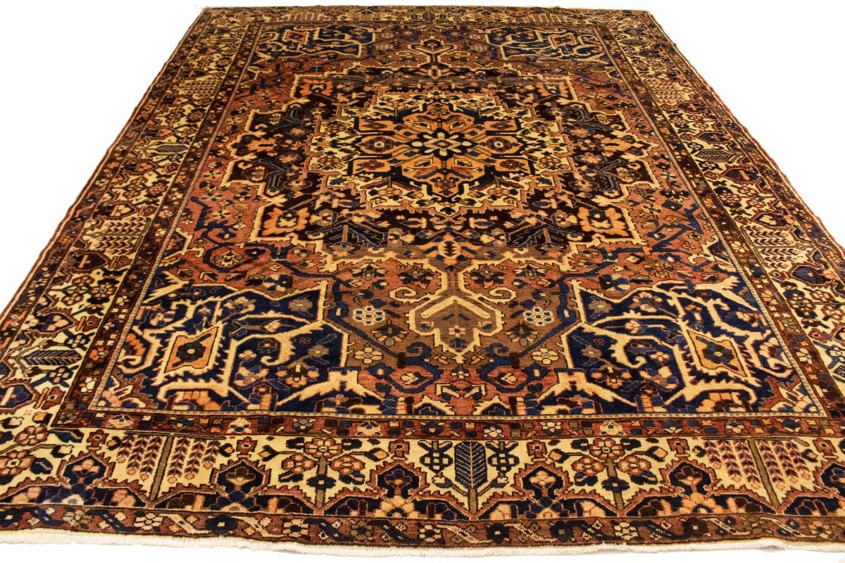 Antique Brown Tribal 10X13 Bakhtiari Persian Rug