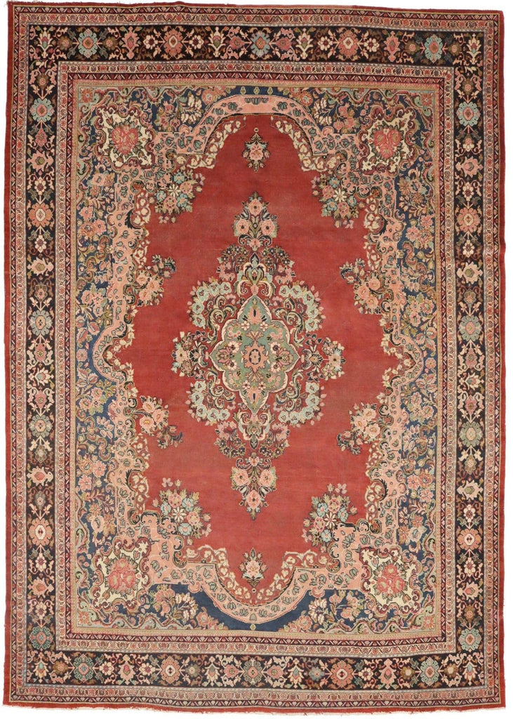 Antique Scarlet Red Traditional 10'6X14'7 Mahal Persian Rug