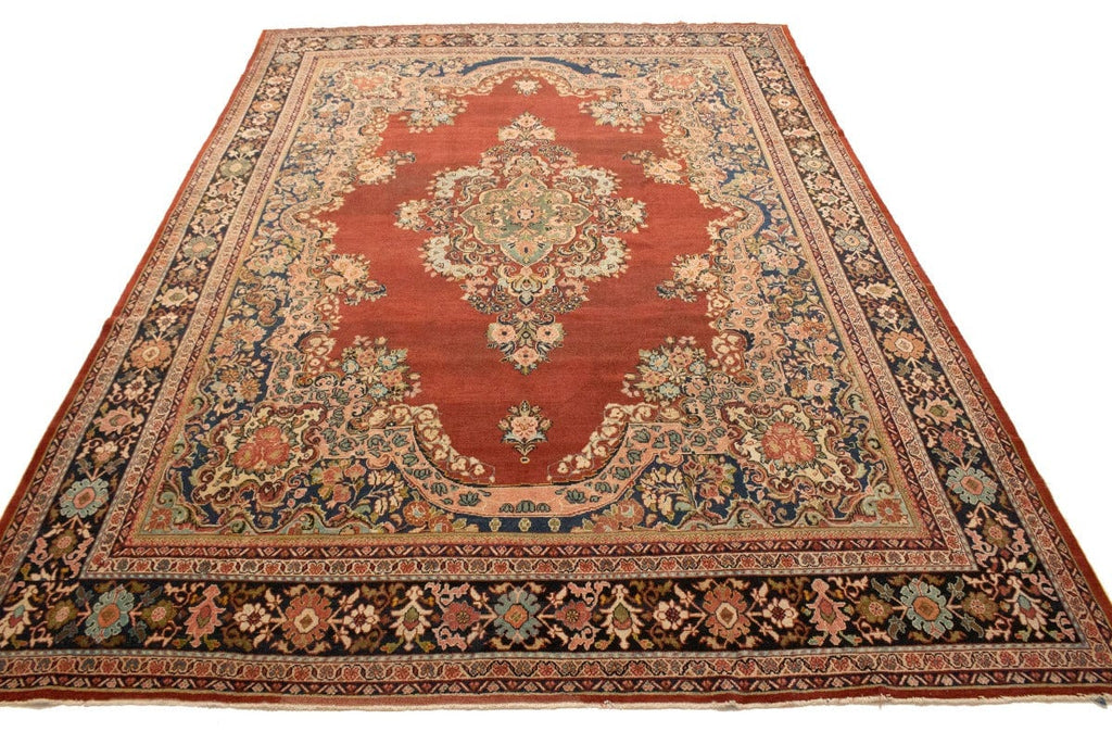 Antique Scarlet Red Traditional 10'6X14'7 Mahal Persian Rug