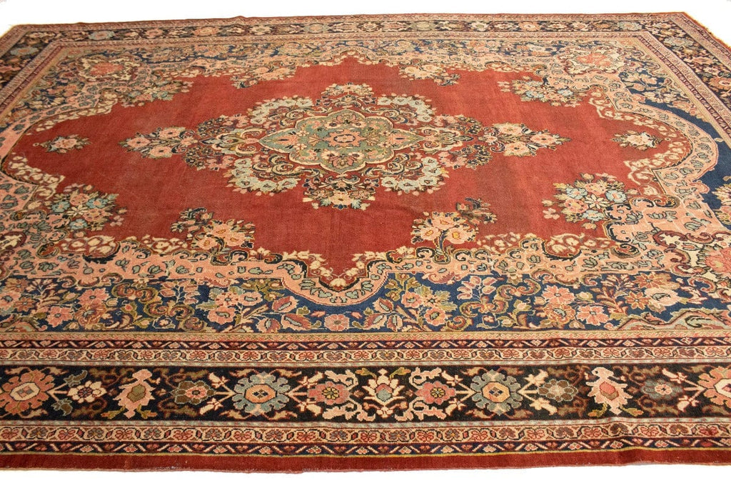 Antique Scarlet Red Traditional 10'6X14'7 Mahal Persian Rug