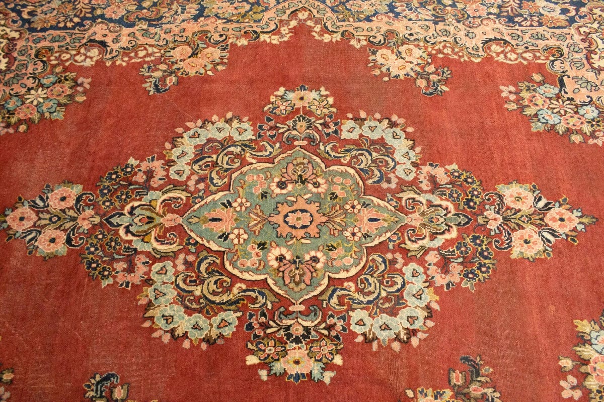 Antique Scarlet Red Traditional 10'6X14'7 Mahal Persian Rug