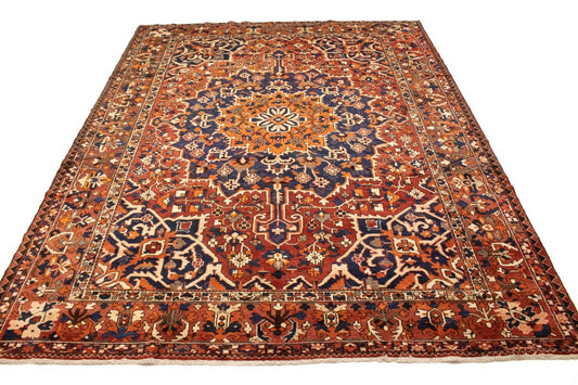 Antique Rusty Red Tribal 9X13 Bakhtiari Persian Rug