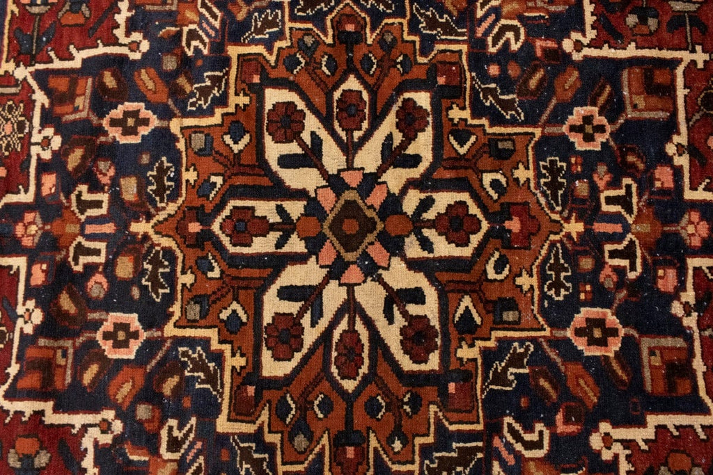 Vintage Dark Red Tribal 9'4X11'7 Bakhtiari Persian Rug