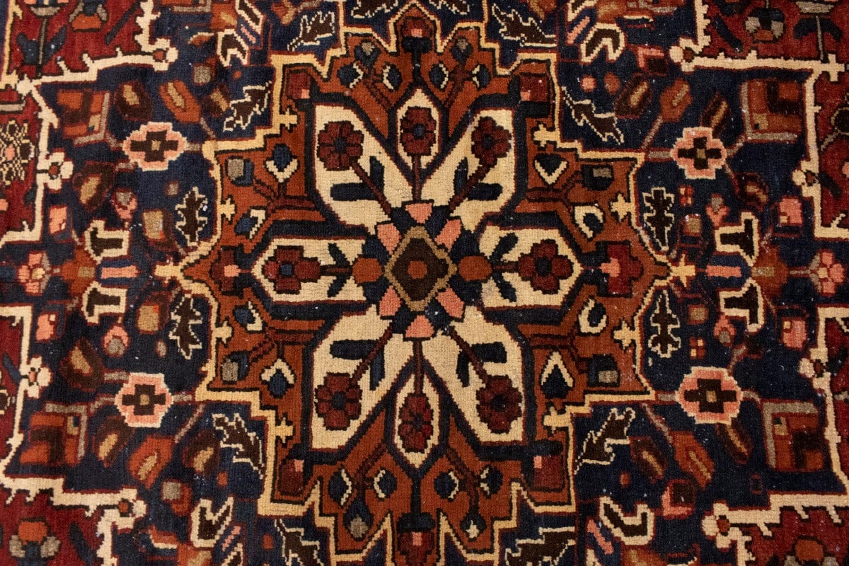 Vintage Dark Red Tribal 9'4X11'7 Bakhtiari Persian Rug