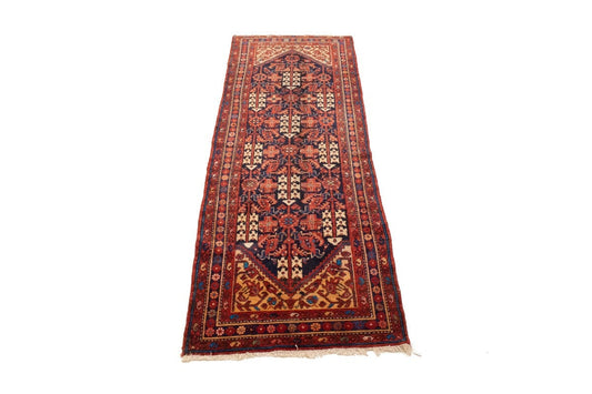 Semi Antique Rusty Red Tribal 4X10 Malayer Persian Runner Rug