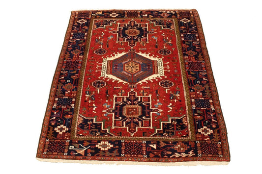Vintage Red Geometric 5X7 Karajeh Persian Rug