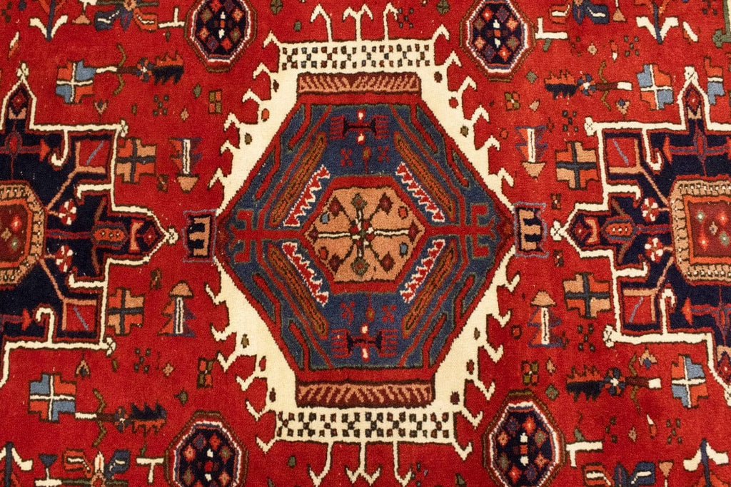 Vintage Red Geometric 5X7 Karajeh Persian Rug
