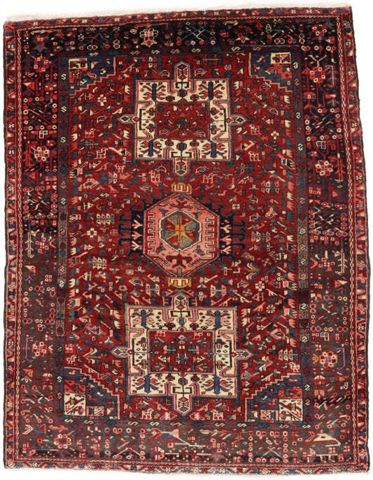 Semi Antique Red Tribal 5X6 Karajeh Persian Rug