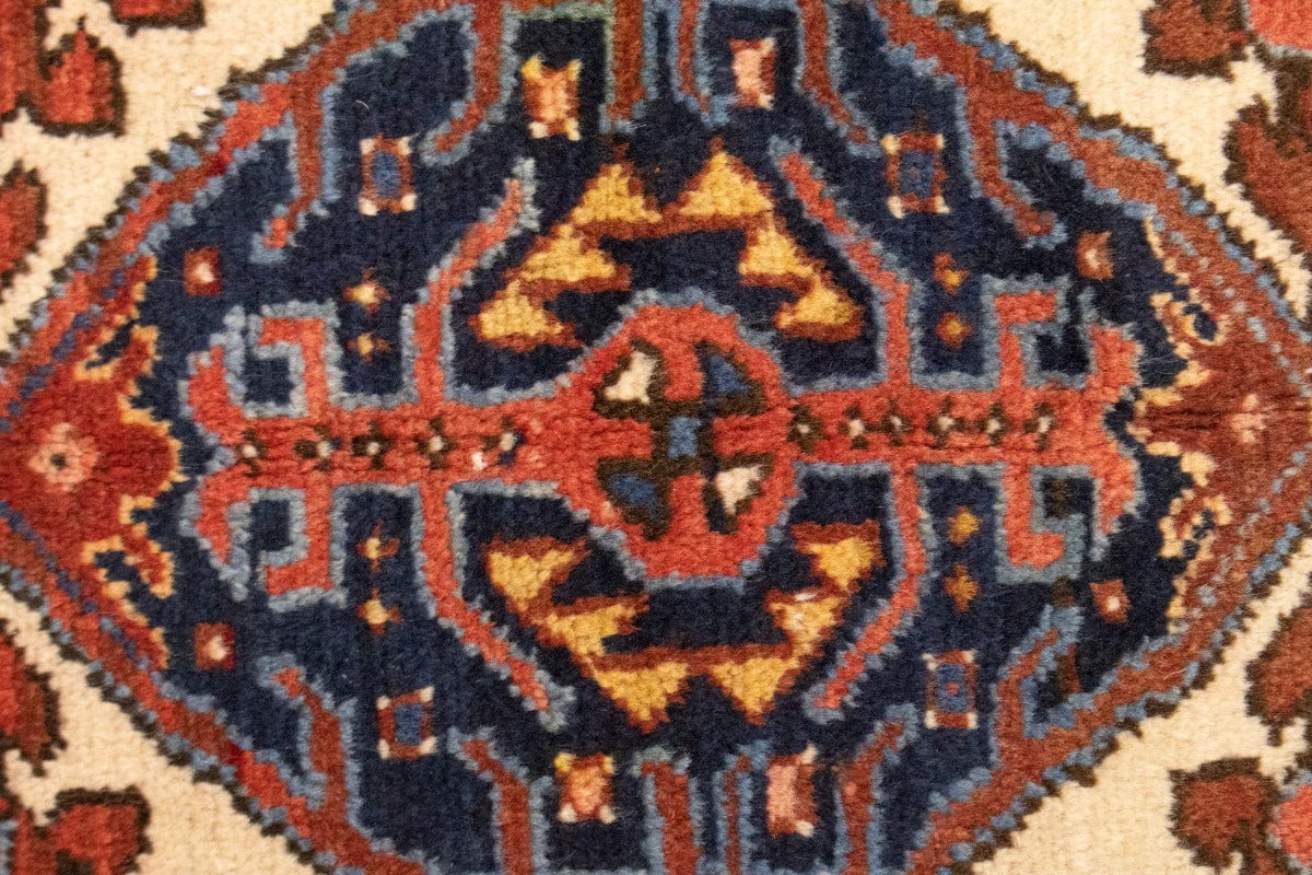 Semi Antique Rusty Red Geometric 5X6 Karajeh Persian Rug
