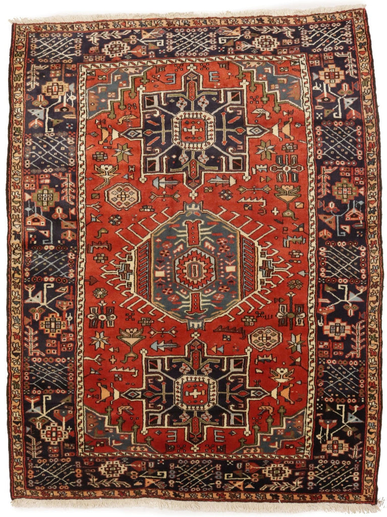 Vintage Orange Tribal 5X7 Karajeh Persian Rug
