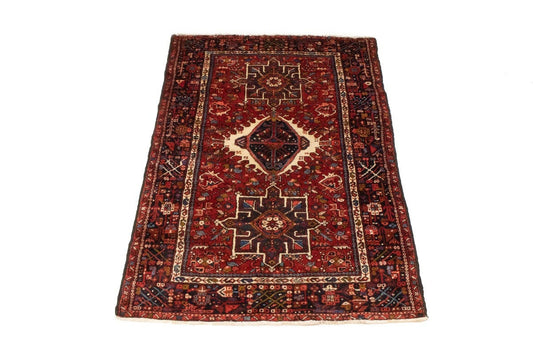 Semi Antique Red Tribal 4'6X6'3 Karajeh Persian Rug