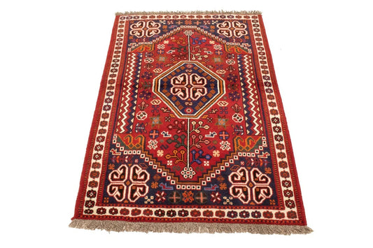 Red Tribal 3'4X5 Shiraz Persian Rug