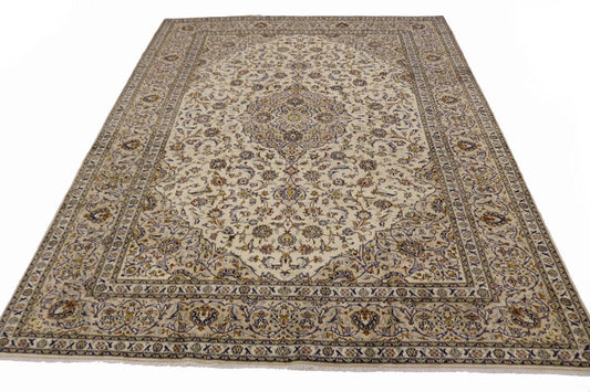 Semi Antique Cream Traditional 10X13 Kashan Persian Rug