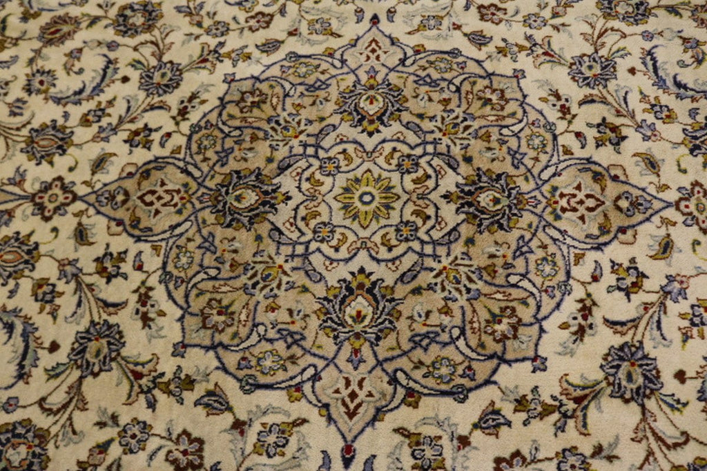 Semi Antique Cream Traditional 10X13 Kashan Persian Rug