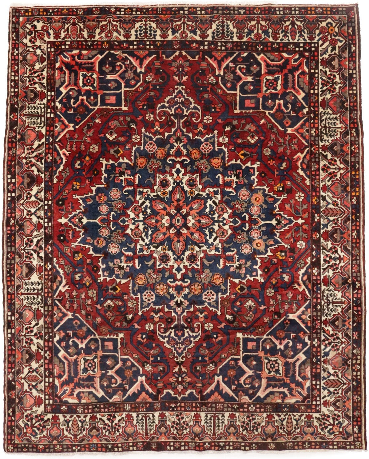 Vintage Red Floral 10X12 Bakhtiari Persian Rug