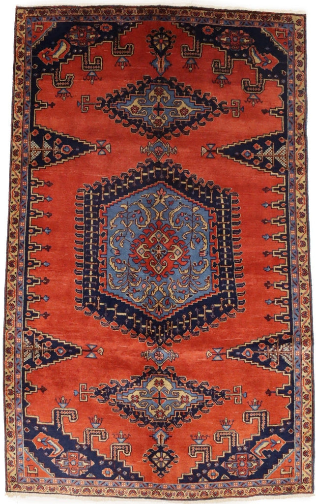 Vintage Orange Geometric 5'5X9'0 Viss Persian Rug