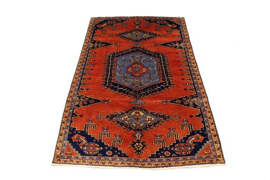 Vintage Orange Geometric 5'5X9'0 Viss Persian Rug