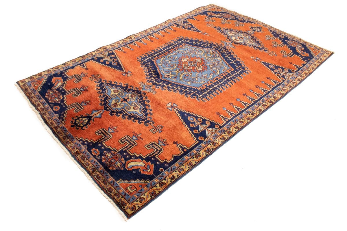 Vintage Orange Geometric 5'5X9'0 Viss Persian Rug