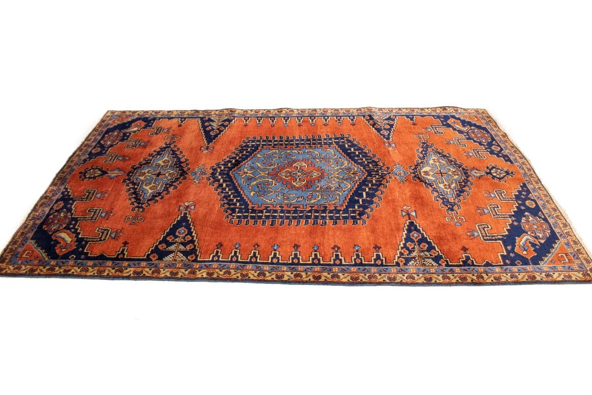 Vintage Orange Geometric 5'5X9'0 Viss Persian Rug