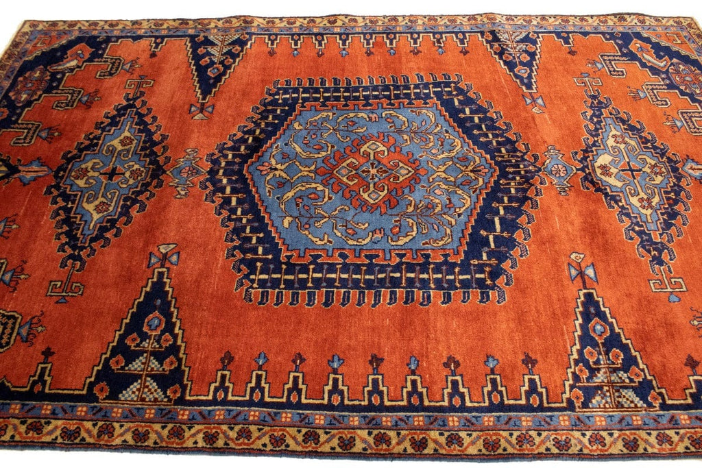 Vintage Orange Geometric 5'5X9'0 Viss Persian Rug