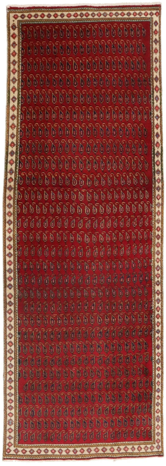 Vintage Tribal Red 3'4X9'7 Botemir Persian Runner Rug