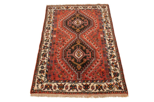 Vintage Tribal Red 3X5 Shiraz Persian Rug