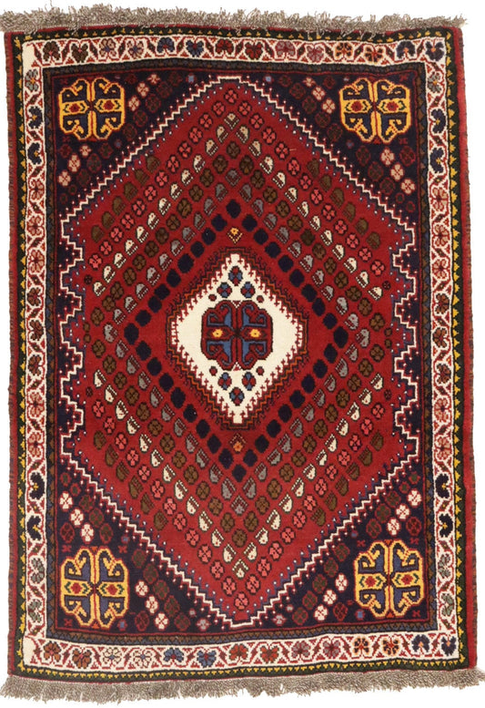 Rusty Red Tribal 3'3X4'8 Shiraz Persian Rug