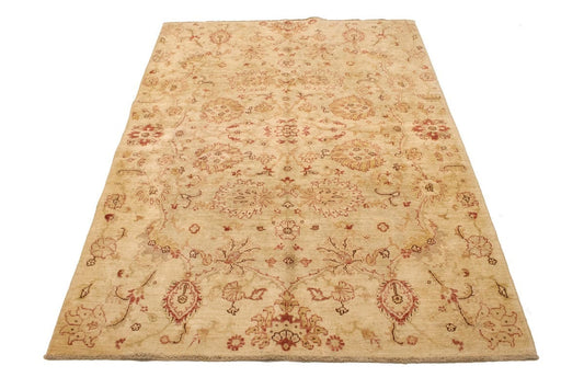 Beige Traditional Floral 5X7 Ziegler Pakistan Rug