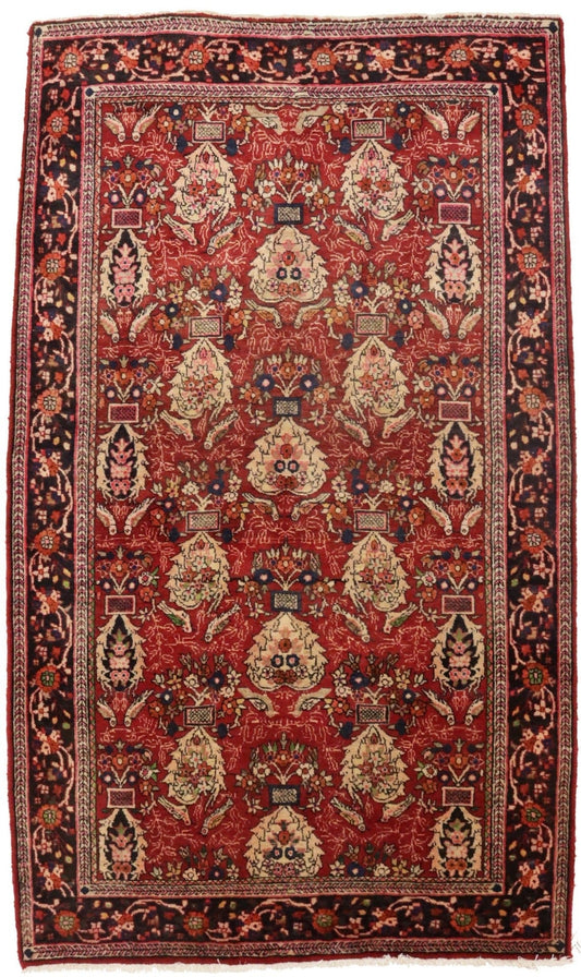 Vintage Floral Red 4X7 Tabriz Persian Rug