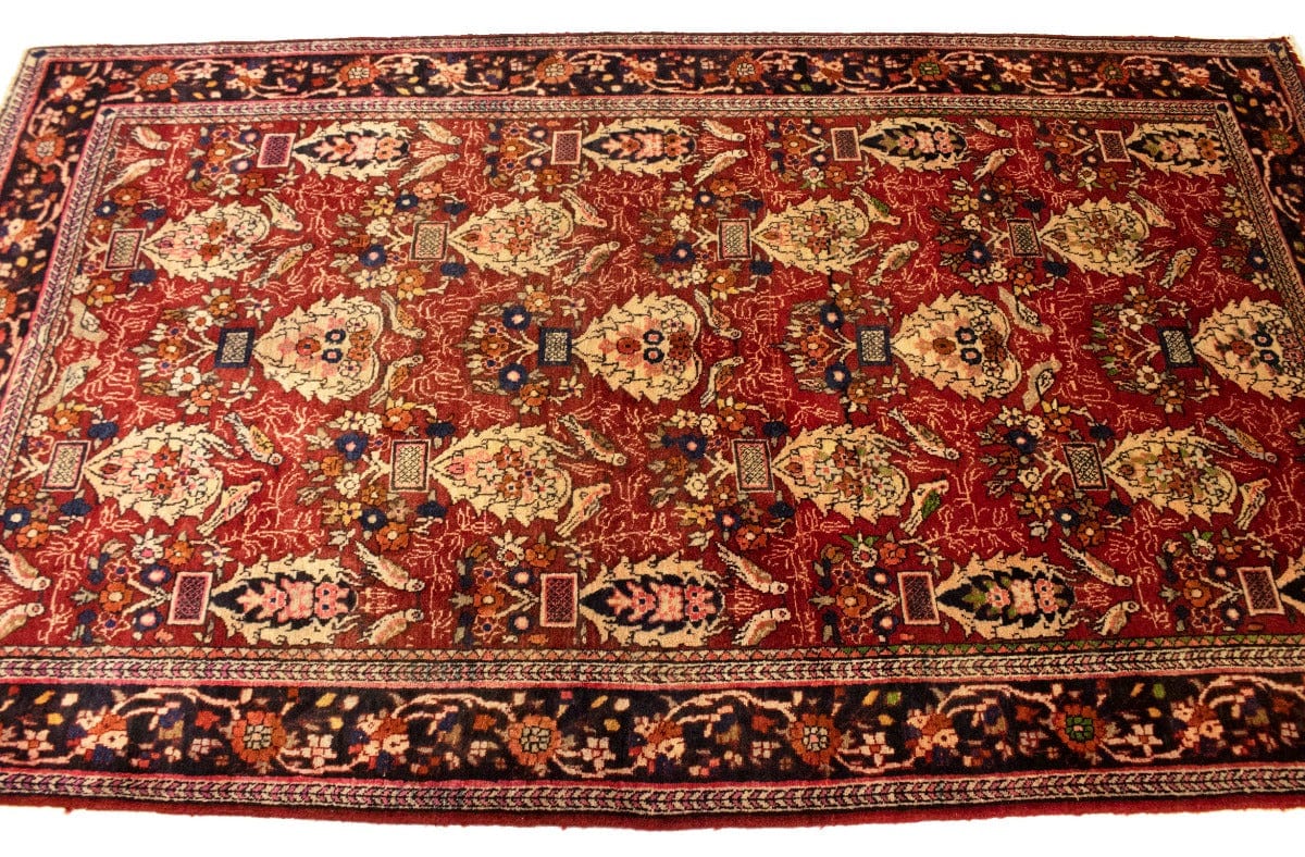 Vintage Floral Red 4X7 Tabriz Persian Rug