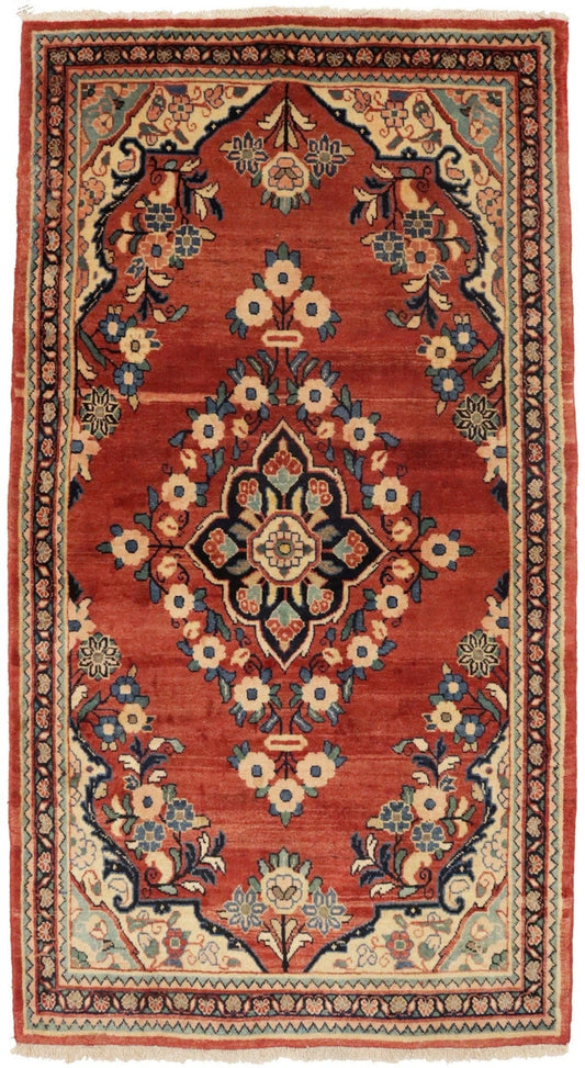 Semi Antique Traditional Red 4X7'6 Mahal Persian Rug