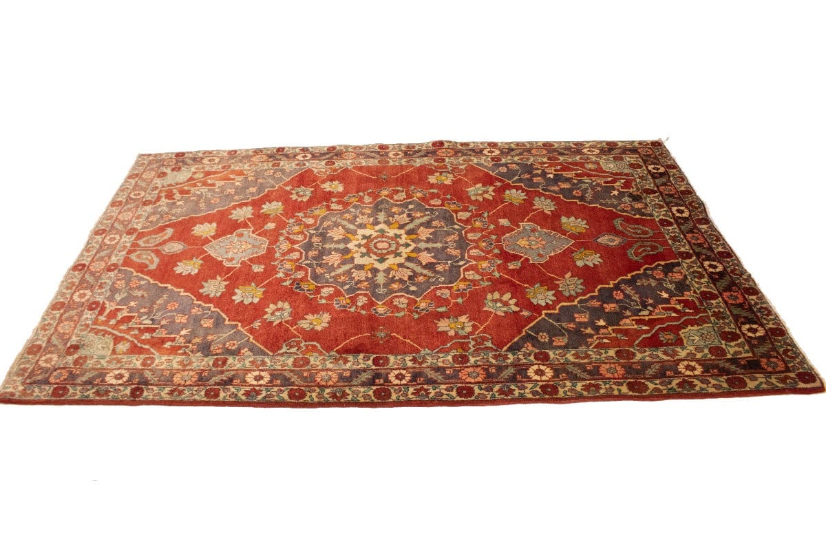 Semi Antique Floral Red 4'8X7'5 Tabriz Persian Rug