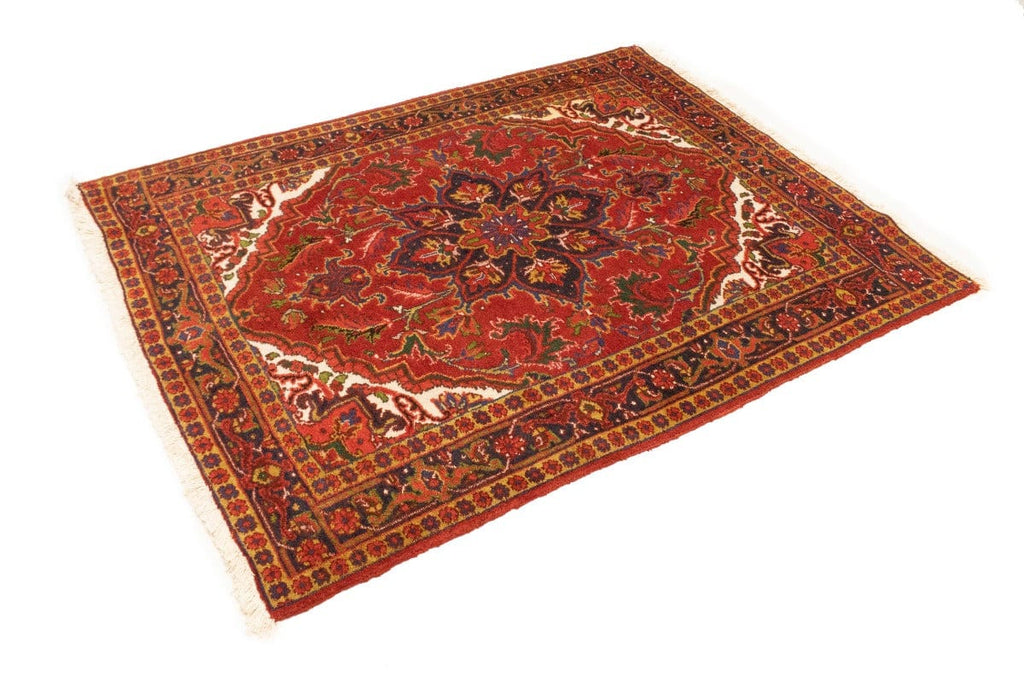 Semi Antique Floral Red 5X6'5 Heriz Goravan Persian Rug