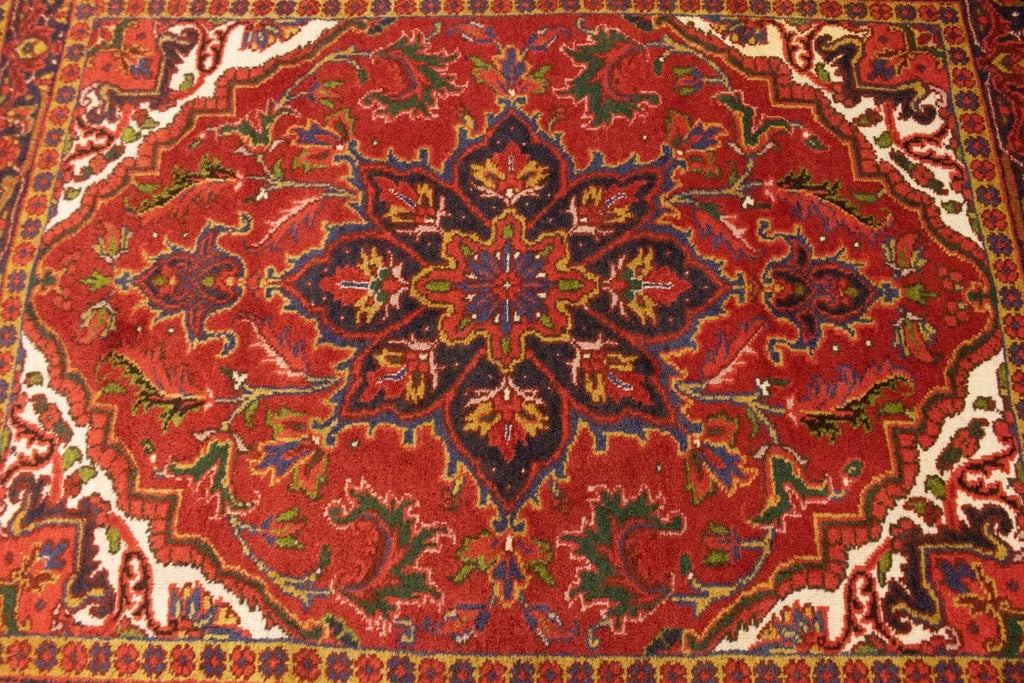 Semi Antique Floral Red 5X6'5 Heriz Goravan Persian Rug