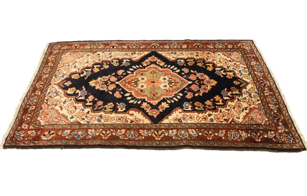 Vintage Traditional Charcoal 4'3X6'7 Mahal Persian Rug
