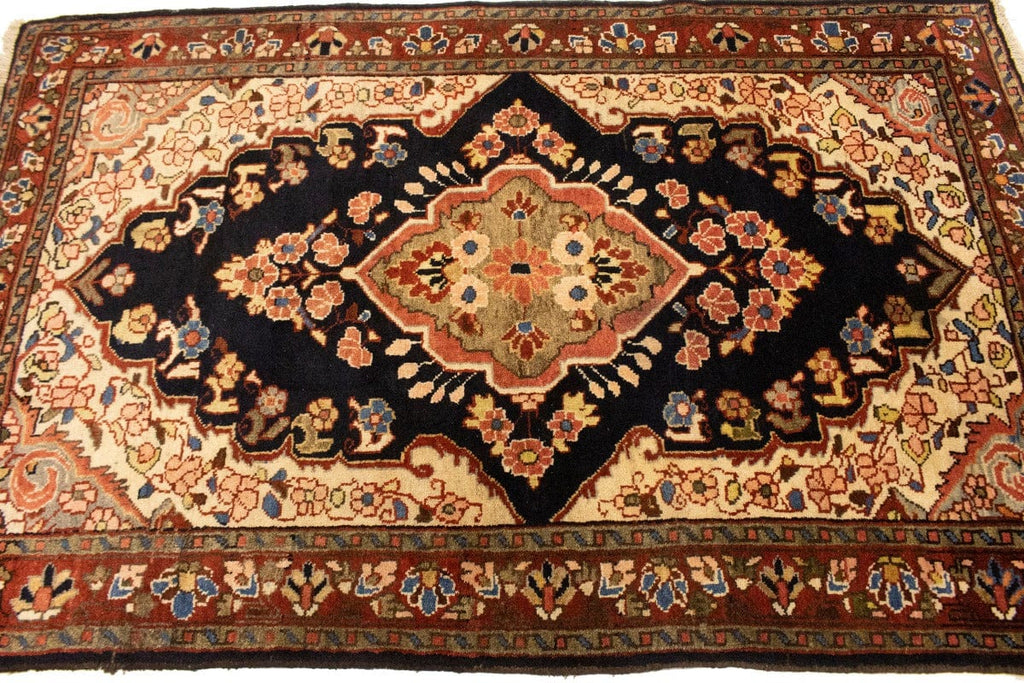 Vintage Traditional Charcoal 4'3X6'7 Mahal Persian Rug
