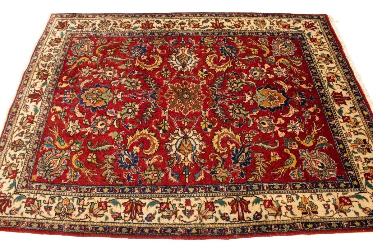 Semi Antique Red Traditional 4'7X6'3 Tabriz Persian Rug