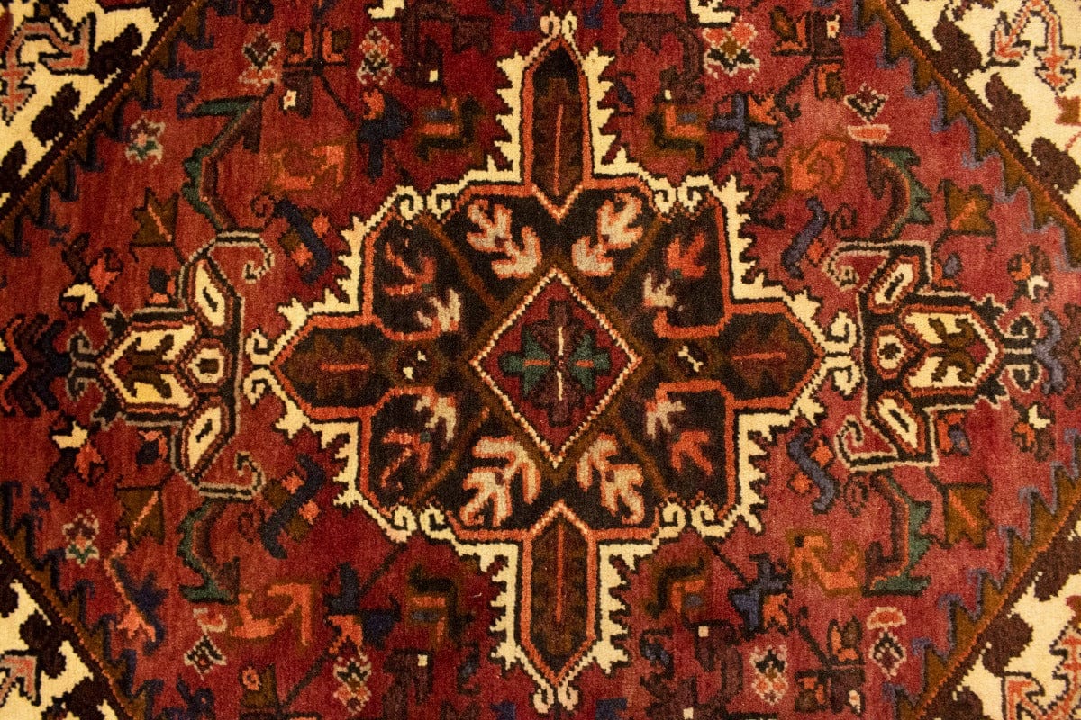 Vintage Red Geometric 5'5X6'7 Heriz Persian Rug