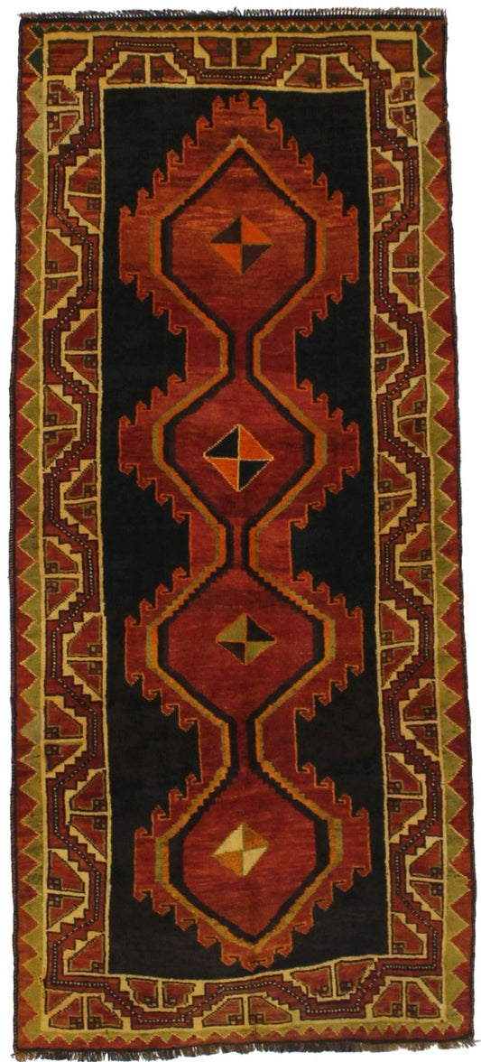 Vintage Red Tribal 4X9 Shiraz Persian Runner Rug