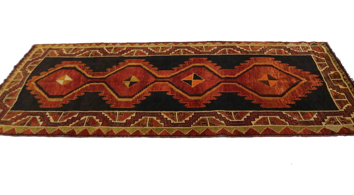 Vintage Red Tribal 4X9 Shiraz Persian Runner Rug