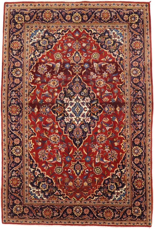 Vintage Red Traditional 5X7 Kashan Persian Rug