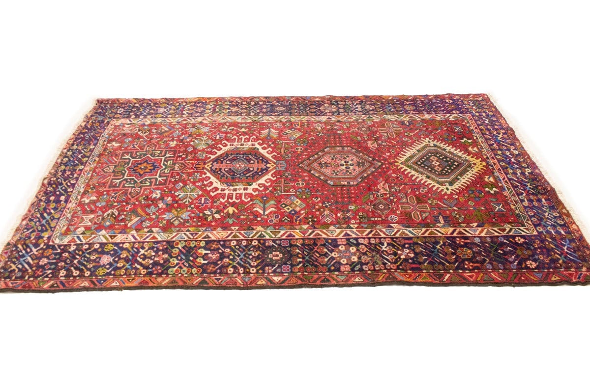 Semi Antique Red Geometric 5X8 Karajeh Persian Rug