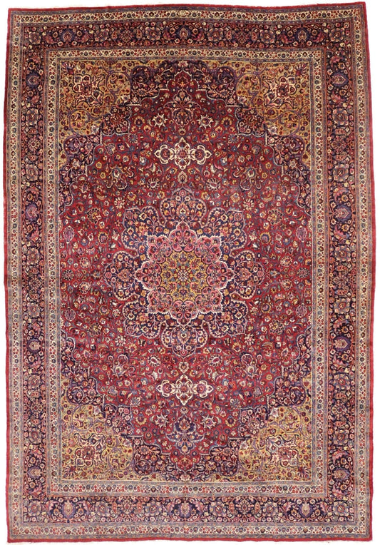 Antique Red Traditional 11X16 Mashad Persian Rug