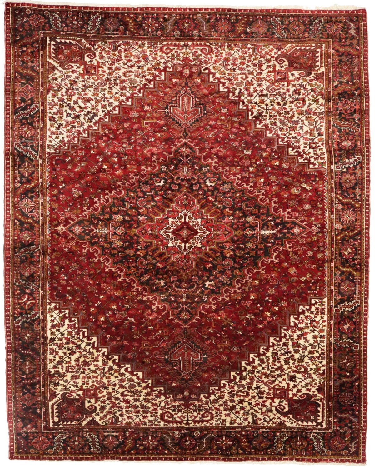 Semi Antique Red Geometric 11'5X14'5 Heriz Persian Rug