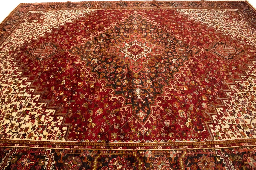 Semi Antique Red Geometric 11'5X14'5 Heriz Persian Rug